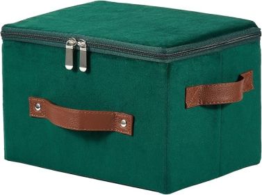 Storage Bins with Zipper Lid Velvet Fabric Storage Boxes Lidded Baskets Foldable Washable Decorative Closet Shelf Clothes Organizer Container wit