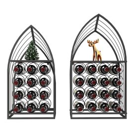 Sailboat Shaped Wine Cabinet Rack, 2 Piece Display Rack, Freestanding Wine Cabinet with Bottle Storage, Spirits and Wine Home Bar, Kitchen