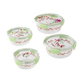 Painted Meadow Round Glass Food Storage Containers with Tritan Lid, Set of 4